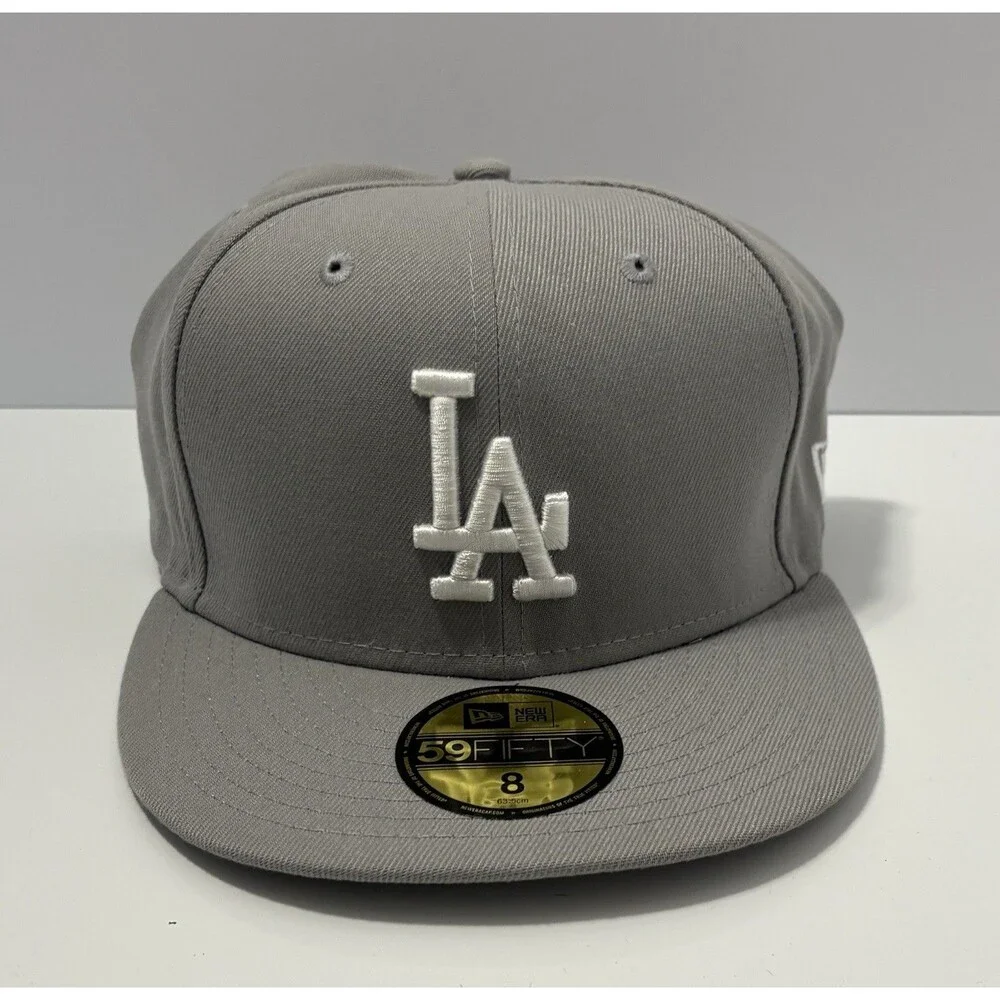 New Era 59FIFTY Los Angeles Dodgers Fitted Cap Gray/White Size 8 MLB New